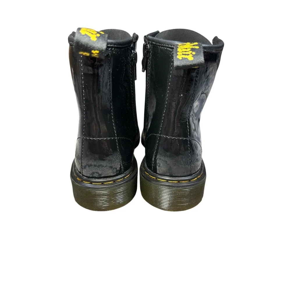 Dr. Martens 1460 J Black Patent Leather Lace Up Side Zip Boots Kids Size 4 US M